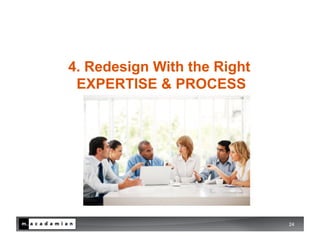4. Redesign With the Right
 EXPERTISE & PROCESS




                             24
 
