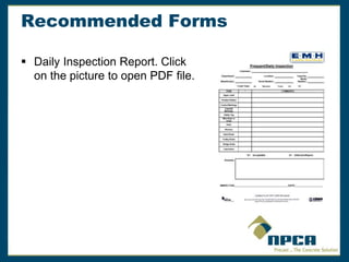 Recommended Forms
 Daily Inspection Report. Click
on the picture to open PDF file.
 