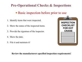 Operational Inspection Checklist Overhead Crane Safety Training for third party especially in uae ...