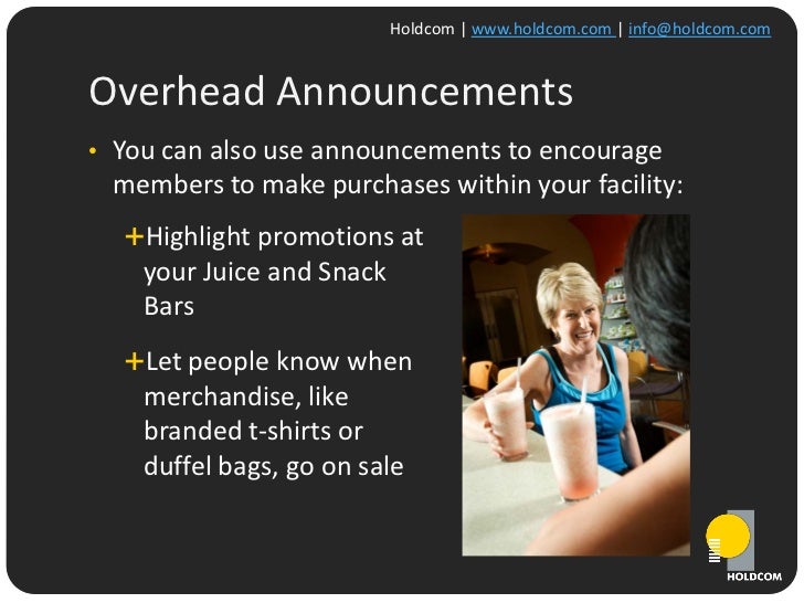 Overhead Music & Announcements for Health and Fitness Centers