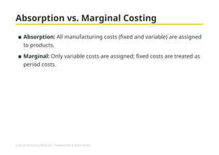 Comprehensive Overview of Overheads, Cost Allocation, and Absorption ...