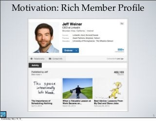 Motivation: Rich Member Proﬁle
5
Wednesday, May 15, 13
 