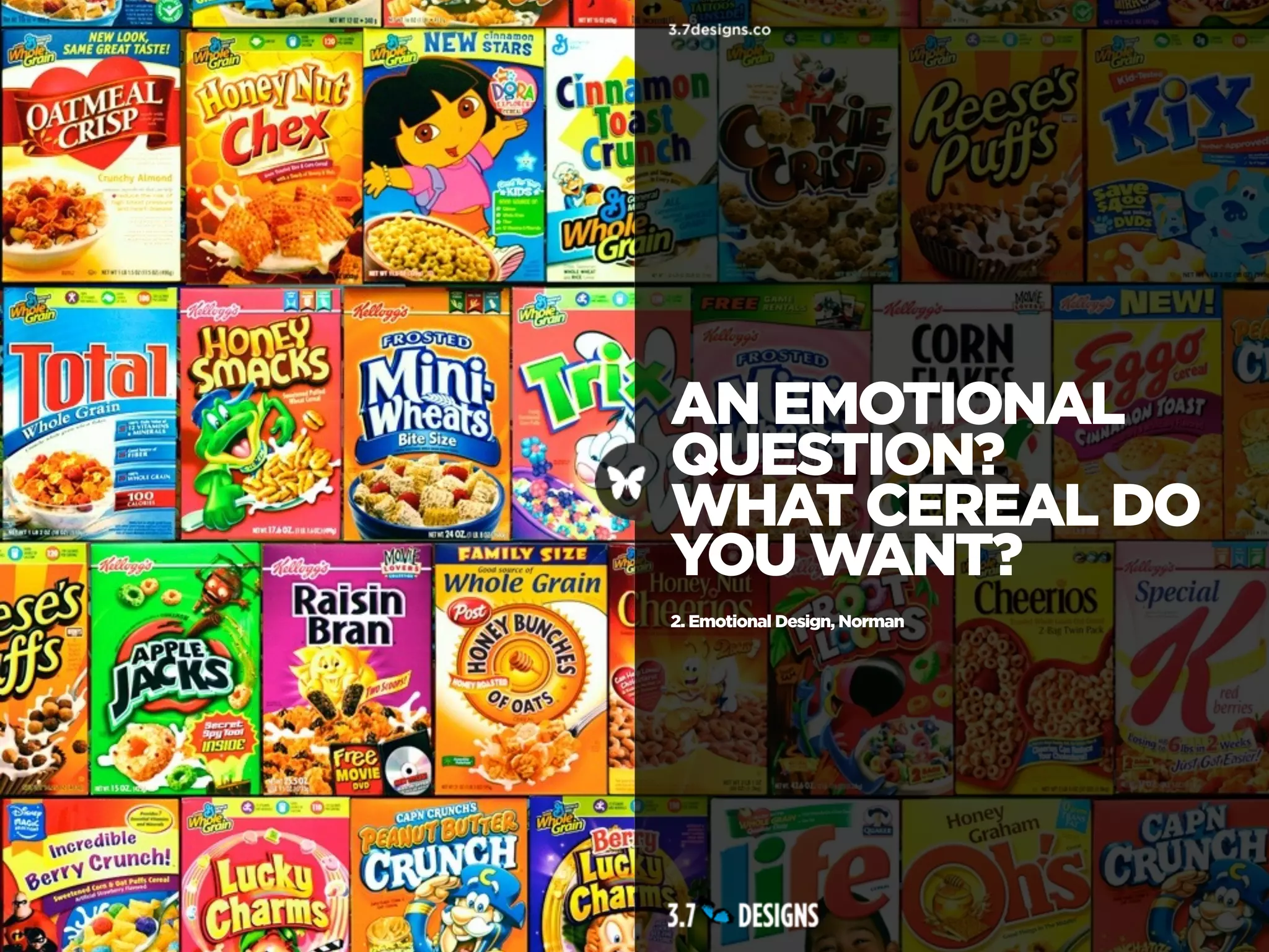 AN EMOTIONAL
QUESTION?
WHAT CEREAL DO
YOU WANT?
2. Emotional Design, Norman
 