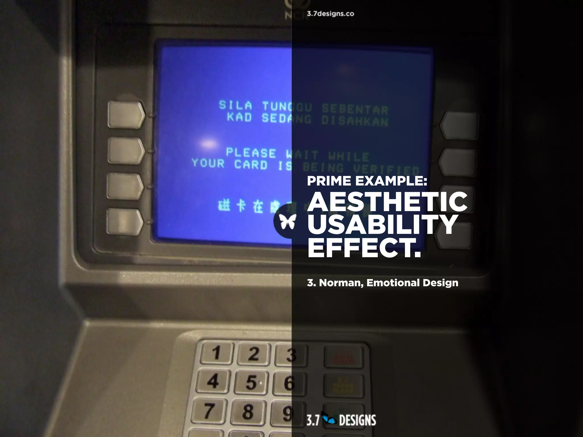 PRIME EXAMPLE:
AESTHETIC
USABILITY
EFFECT.
3. Norman, Emotional Design
 