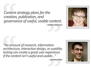 “
content strategy is to copywriting as 
information architecture is to design
                              – Rachel Lovi...