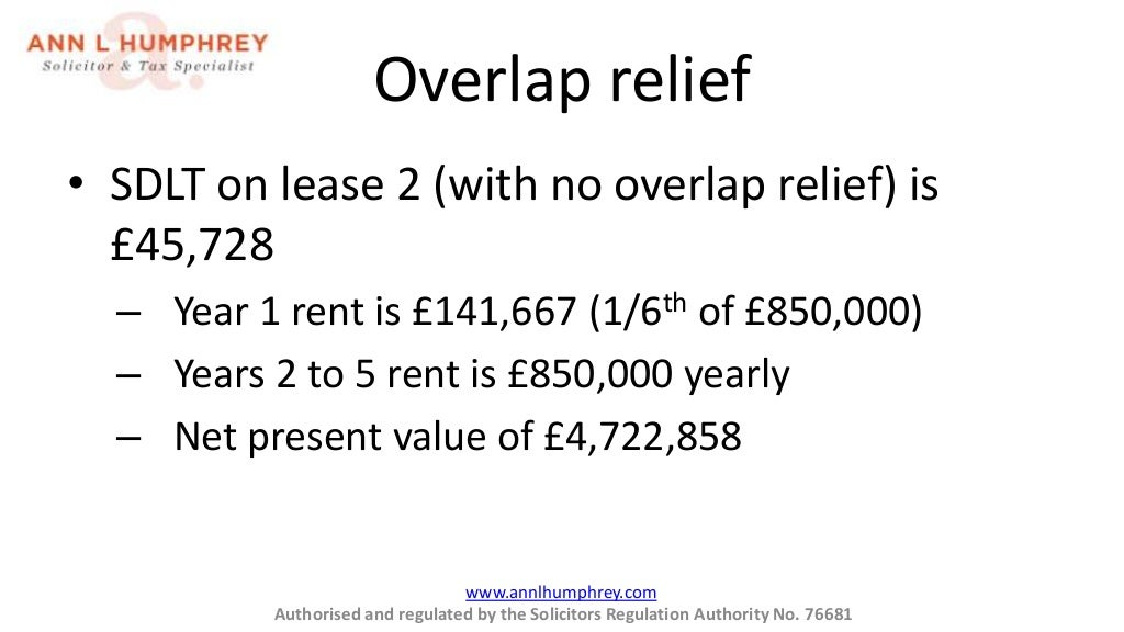 How to Calculate Stamp Duty Land Tax Overlap Relief for New Lease of