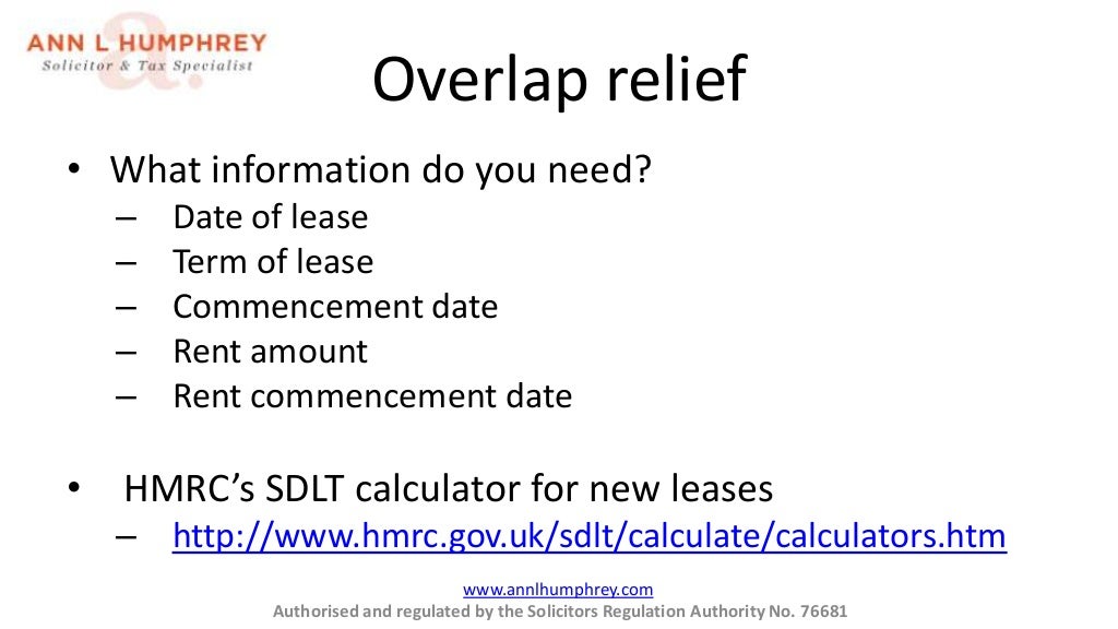 How to Calculate Stamp Duty Land Tax Overlap Relief for New Lease of