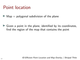 IO-Efficient Point Location and Map Overlay in Low-Density Subdivisions