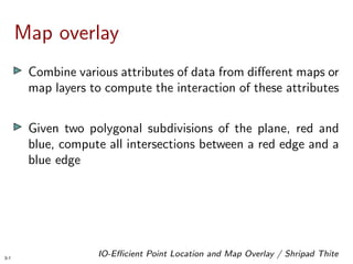 IO-Efficient Point Location and Map Overlay in Low-Density Subdivisions