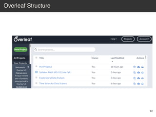 Overleaf Sublevels Introduction to Overleaf Workshop | PDF