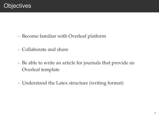 Introduction to Overleaf Workshop | PDF