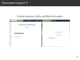 Introduction to Overleaf Workshop | PDF