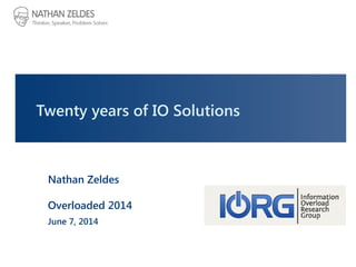 Twenty years of IO Solutions
Nathan Zeldes
Overloaded 2014
June 7, 2014
 