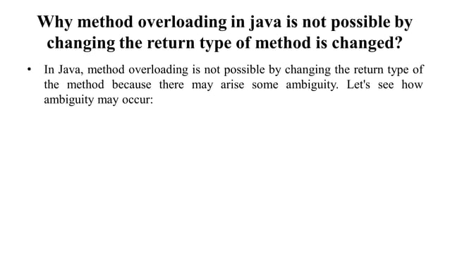Method Overloading In Java | PPT