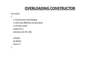 Understanding Constructor Overloading in C++ Programming | PPTX