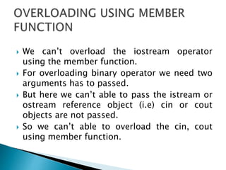 Overloading of io stream operators | PPT