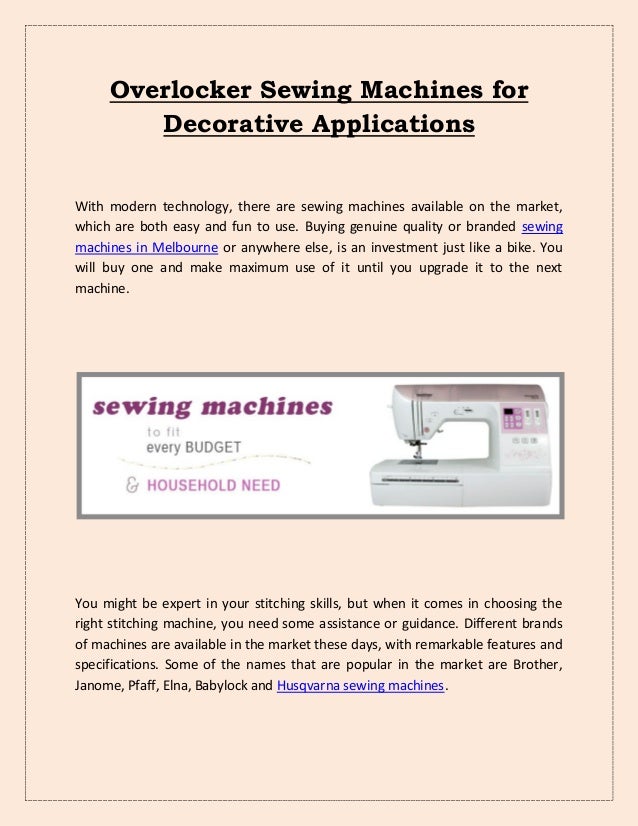 Overlocker sewing machines for decorative applications