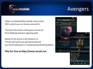 Mobile browser games from Overmobile