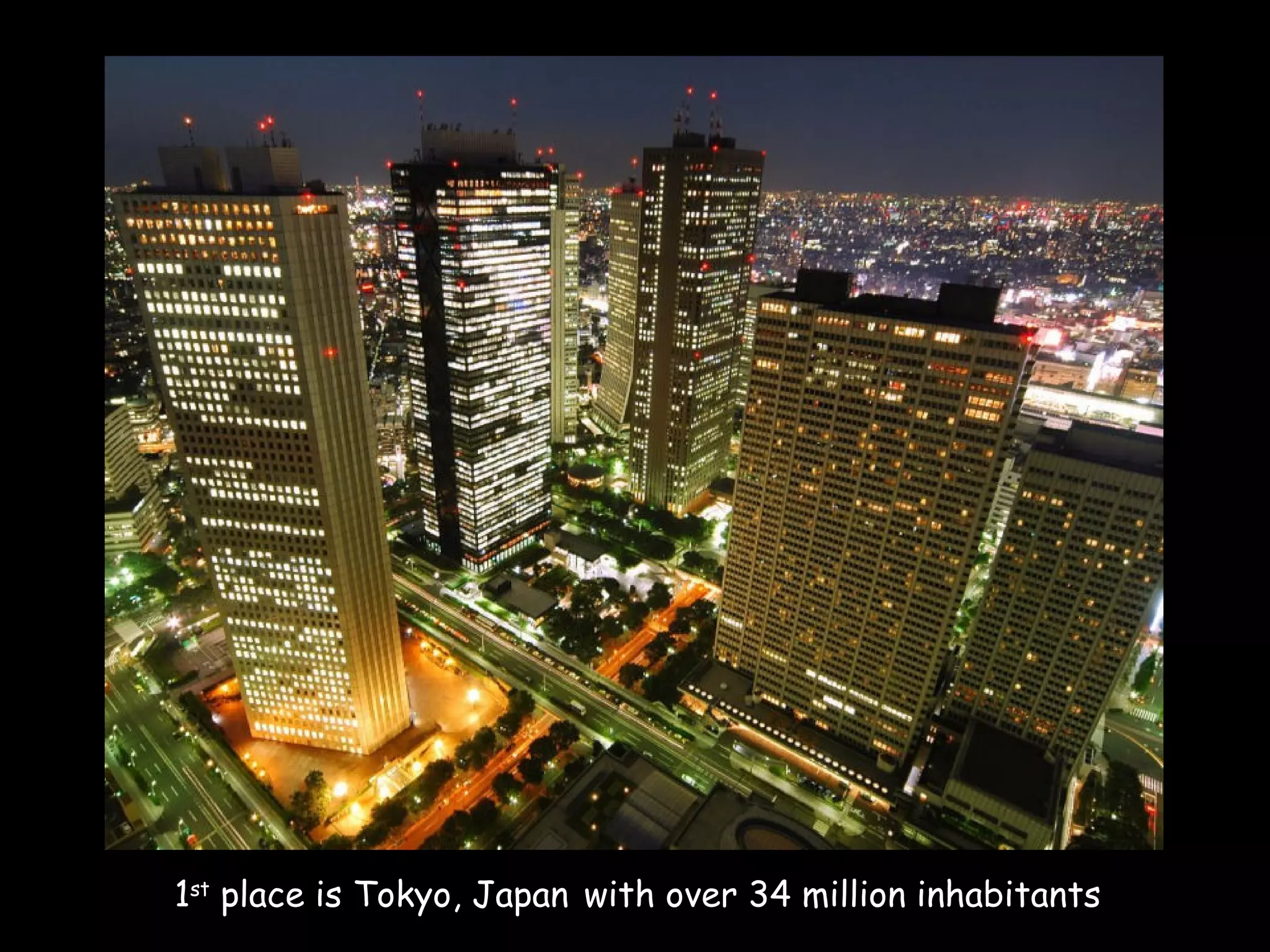 1st place is Tokyo, Japan with over 34 million inhabitants
