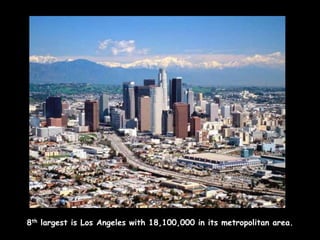 8th largest is Los Angeles with 18,100,000 in its metropolitan area.

 