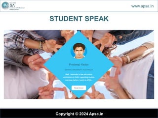 STUDENT SPEAK
Copyright © 2024 Apsa.in
www.apsa.in
 