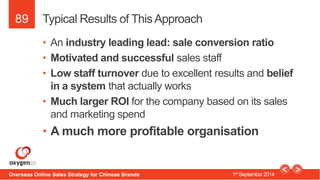 89 
Typical Results of This Approach 
• An industry leading lead: sale conversion ratio 
• Motivated and successful sales ...