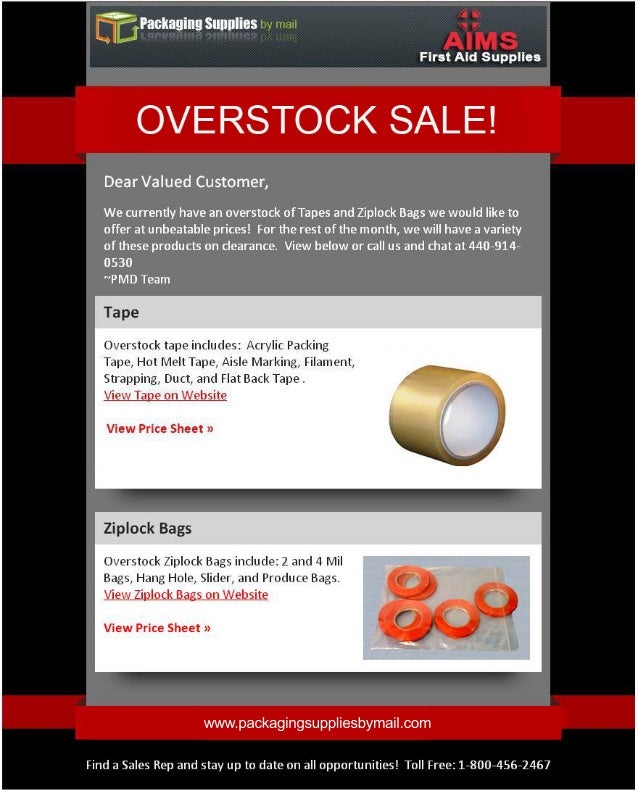Overstock Sale Packaging Supplies and Materials