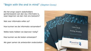 18© 2019 Sogeti. All rights reserved.
“Begin with the end in mind” (Stephen Covey)
2017
Als het enige waarin stakeholders
...