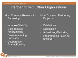 Partnering with Other Organizations <ul><li>Most Common Reasons for Partnering: </li></ul><ul><li>Increase Visibility </li...