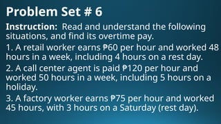 Over Time Pay Problem Solving Overtime-Pay.pptx for job for computing pay | PPTX