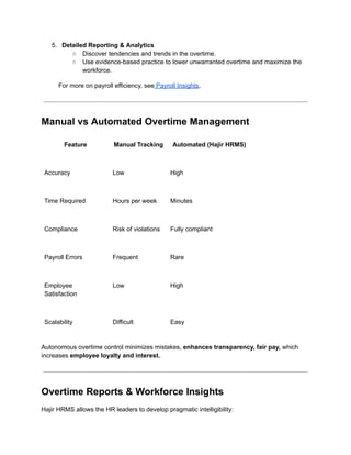 Overtime Management Software | Automate with Hajir HRMS | PDF