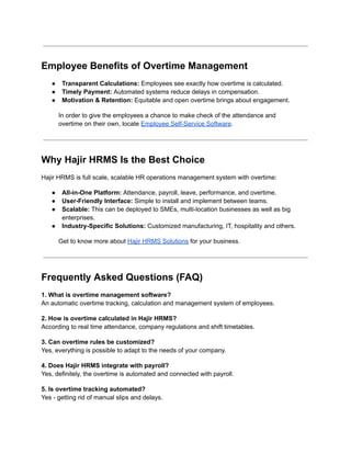 Overtime Management Software | Automate with Hajir HRMS | PDF