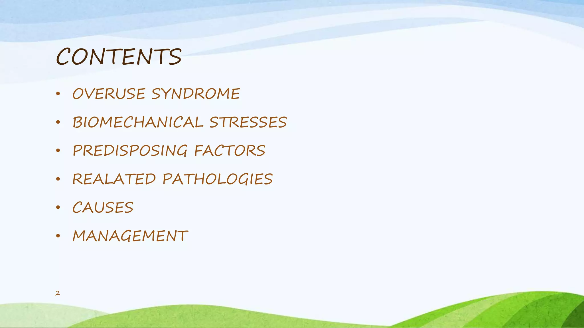 Overuse Conditions Overuse syndrome and nonoperative management | PPTX
