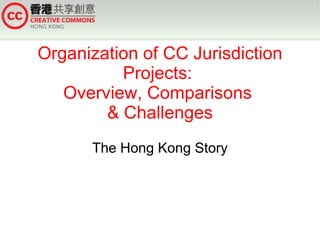 Organization of CC Jurisdiction Projects:  Overview, Comparisons  & Challenges The Hong Kong Story 