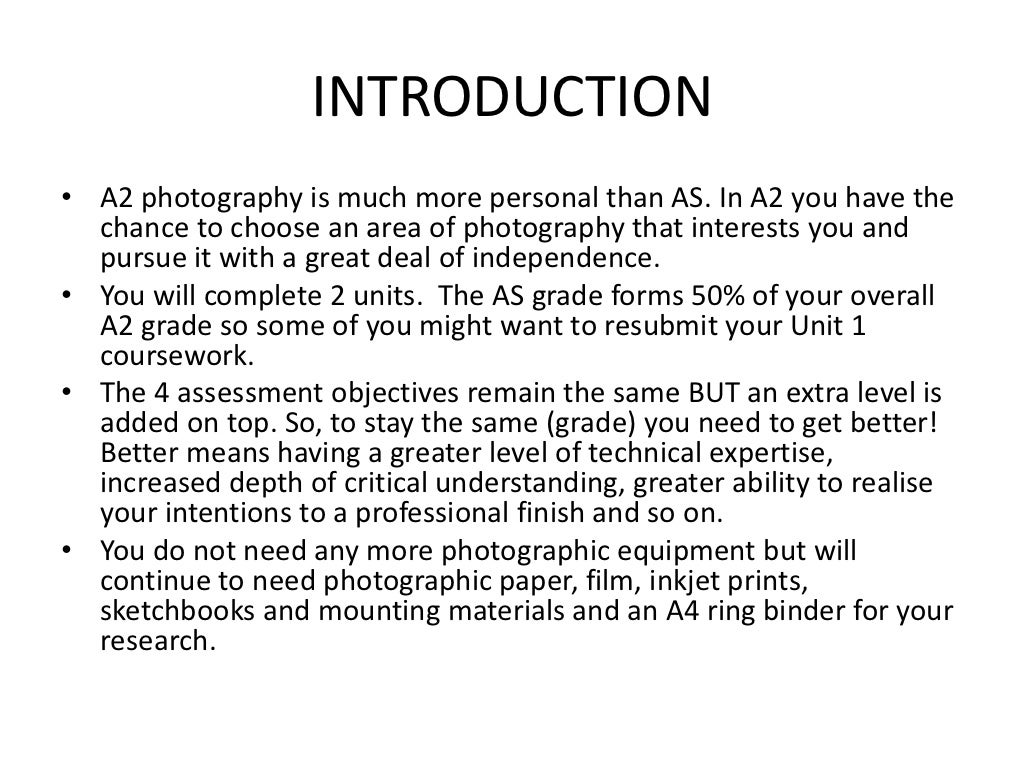 A2 Photography overview