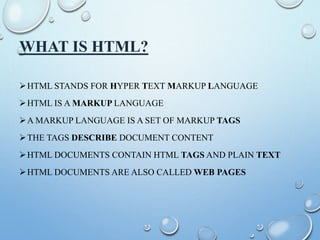 An Overview of HTML, CSS & Java Script | PPT