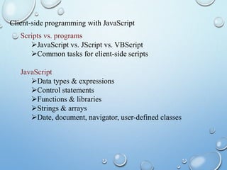 An Overview of HTML, CSS & Java Script | PPT