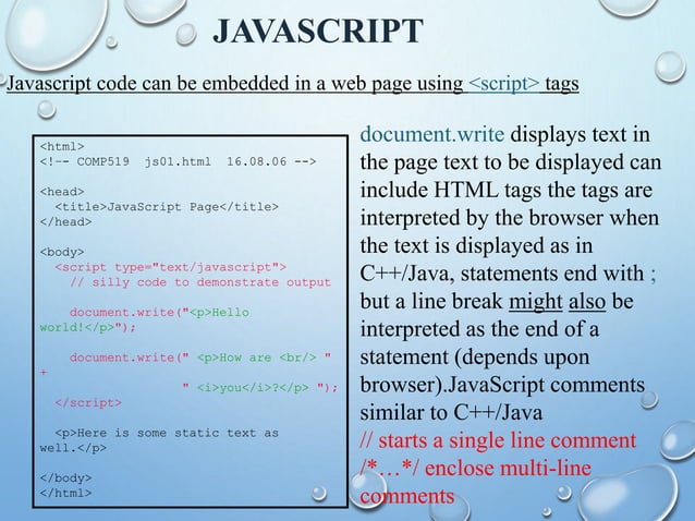 An Overview of HTML, CSS & Java Script | PPT