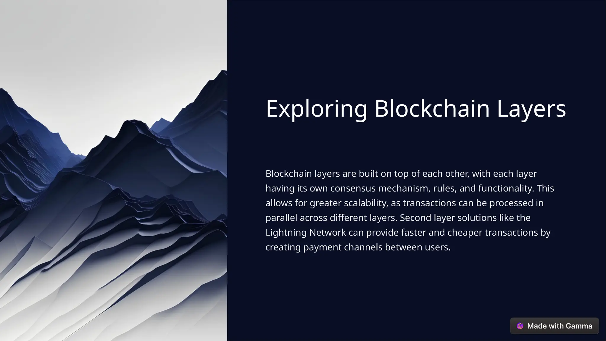 Exploring Blockchain Layers
Blockchain layers are built on top of each other, with each layer
having its own consensus mechanism, rules, and functionality. This
allows for greater scalability, as transactions can be processed in
parallel across different layers. Second layer solutions like the
Lightning Network can provide faster and cheaper transactions by
creating payment channels between users.
 