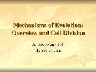 Mechanisms of Evolution: Overview and Cell Division Anthropology 101 Hybrid Course 