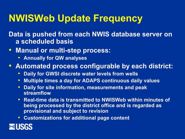 Nwis R Project Overview of National Water Information System (NWIS) (Trapanese) | PPT