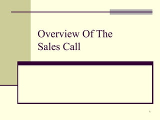 Overview Of The  Sales Call 