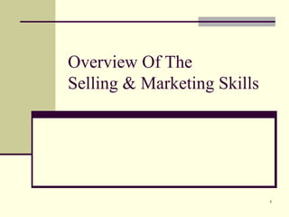 Overview Of The  Selling & Marketing Skills 