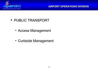 PUBLIC TRANSPORT Access Management Curbside Management AIRPORT OPERATIONS DIVISION 