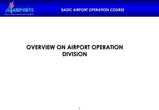 OVERVIEW ON AIRPORT OPERATION DIVISION BASIC AIRPORT OPERATION COURSE 