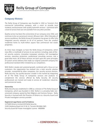Reilly Security Overview of The Reilly Group of Companies, www.reilly-group.com