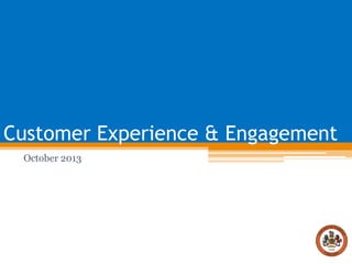 Customer Experience & Engagement
October 2013

 