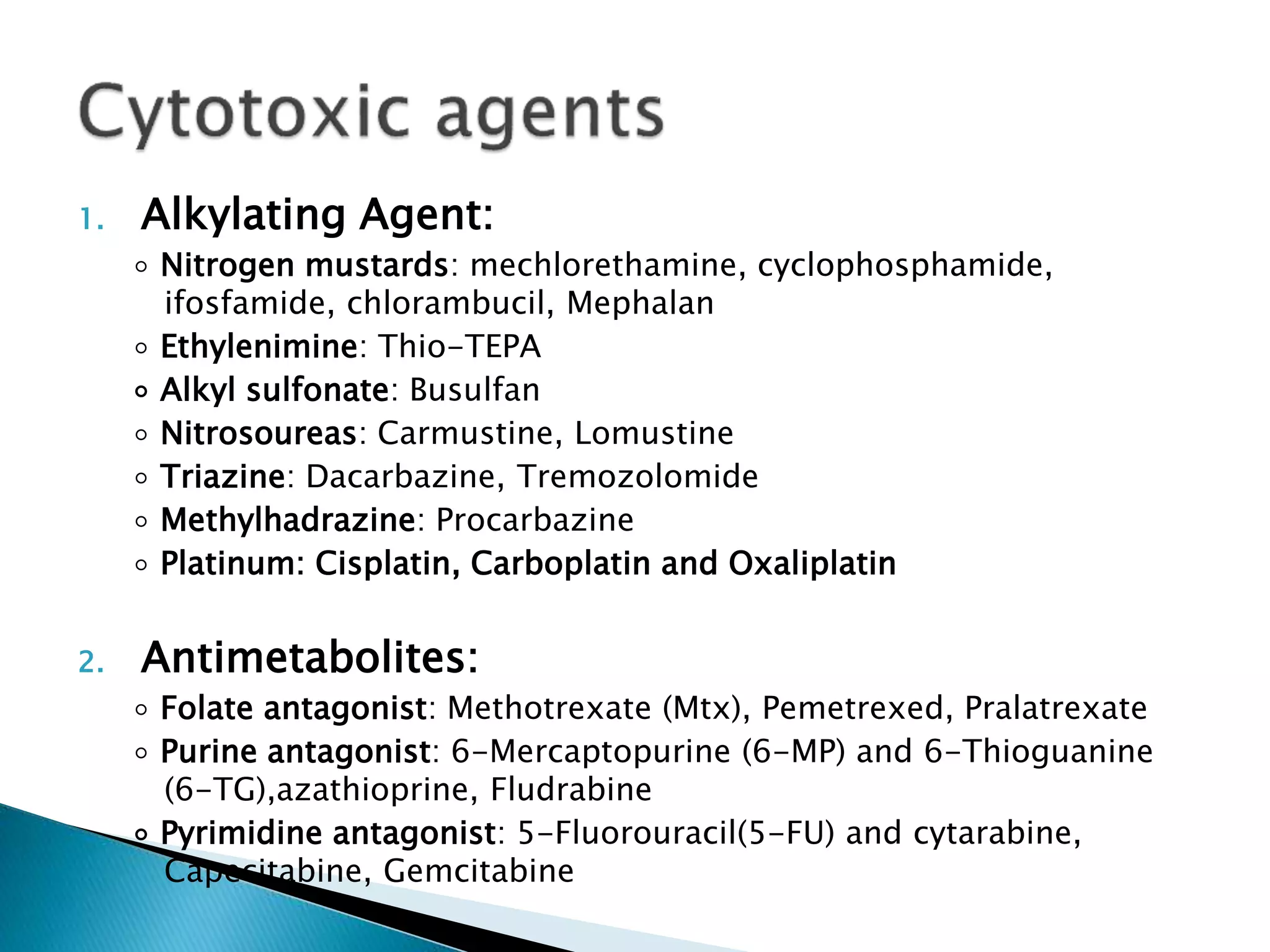 Overview and classification of chemotherapeutic agents and theory | PPTX