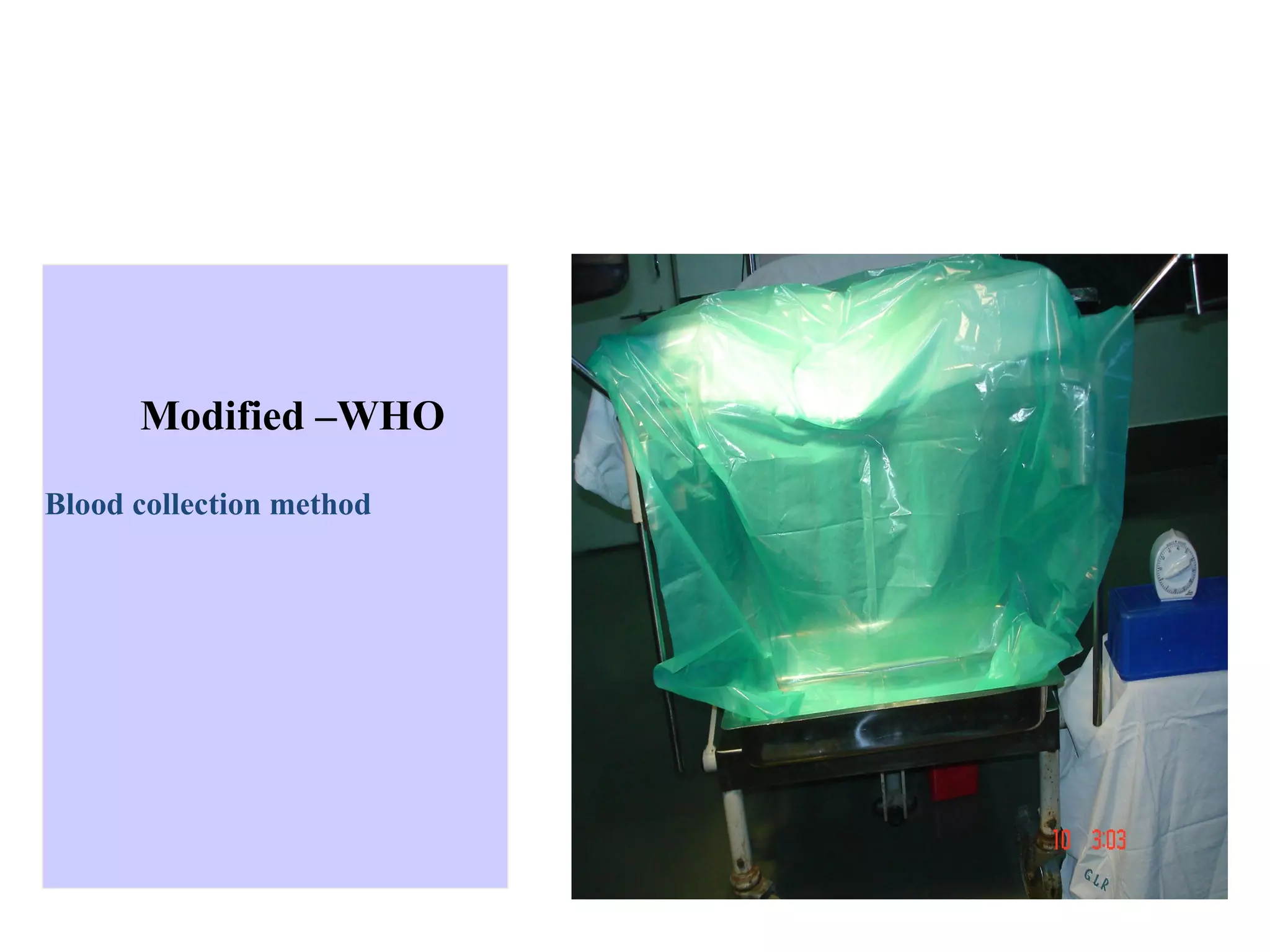 Modified –WHO

Blood collection method
 