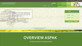 OVERVIEW ASPAK
Dinkes provinsi Sumatera Utara
 